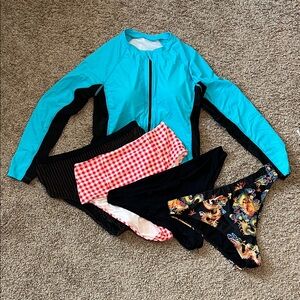 Vacation-Ready Swim Set (rashguard, and 4 bikini bottoms)
